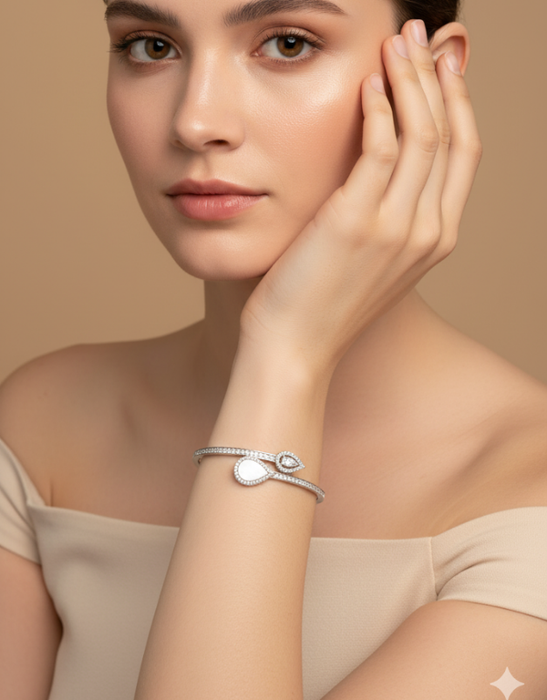 Silver Drop Sparkle Stone Bracelet