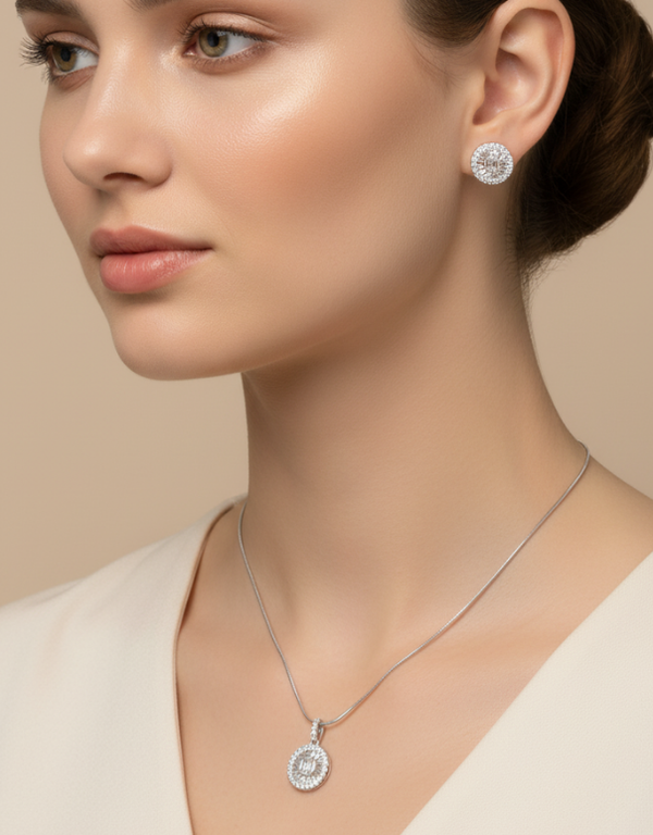 Regal Radiance Pendant With Earrings