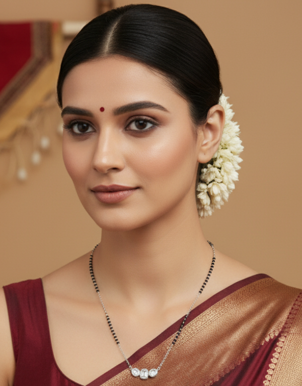 Radiant Rhodium Sterling Triple Mangalsutra