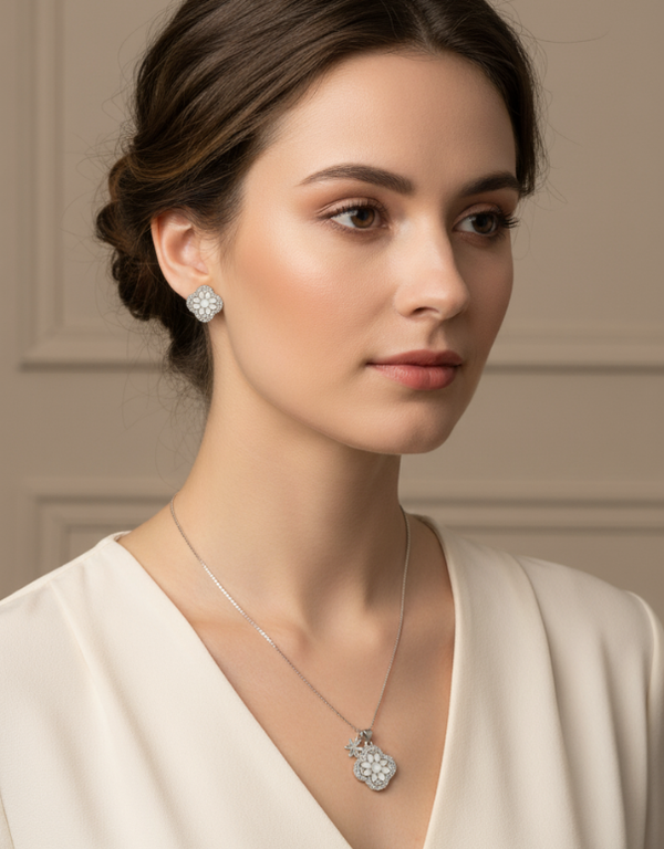 Floral Serenade Necklace With Earrings