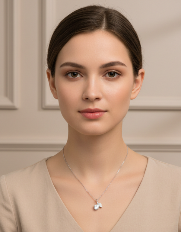 Silver Heart And Leaf Stud