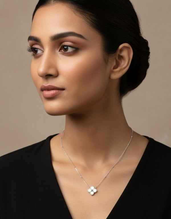 Cherished Flower Pendant With Link Chain