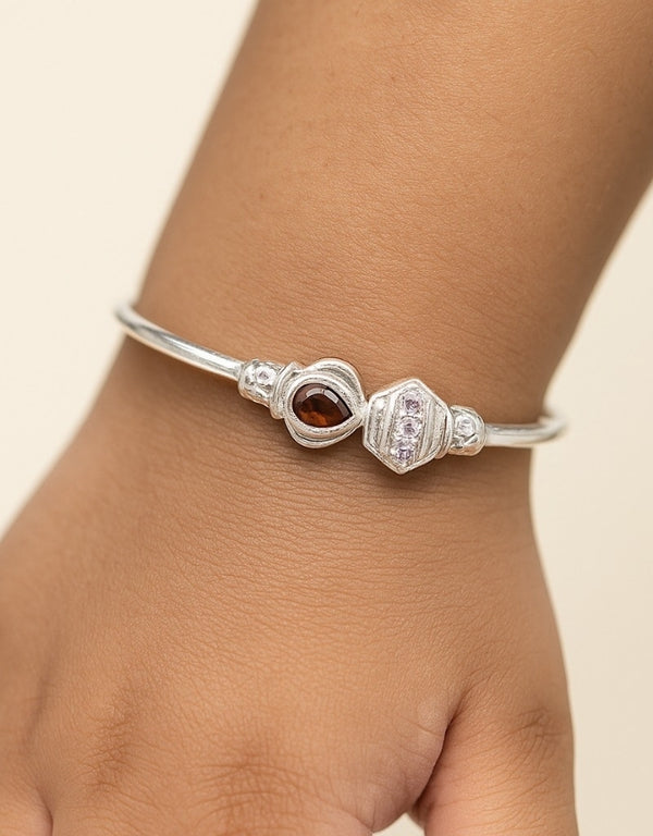 Plain Stone Silver Kada For Kids