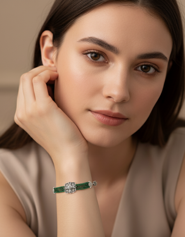 Oxidised Green Emerald Bracelet