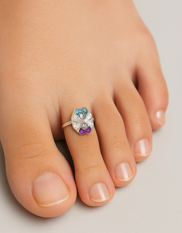 Blue And Purple Heart Toe Ring