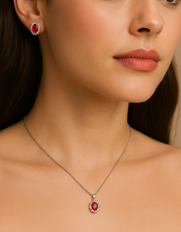 Light Up Solitaire Pendant With Earrings
