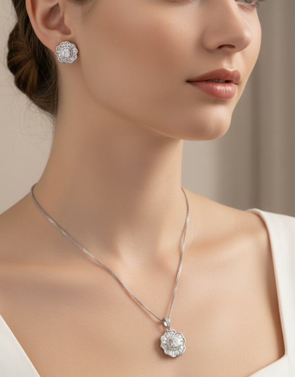 Drizzle Drop Pendant With Earrings
